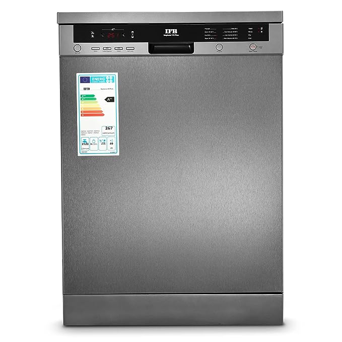 IFB 15 Place Settings Hot Water wash Free Standing Dishwasher (Neptune VX Plus, Graphite Grey, In Built Heater with Hygienic Steam Drying, Perfect for Indian Utensils) IFB 15 Place Settings Hot Water wash Free Standing Dishwasher (Neptune VX Plus, Graphite Grey, In Built Heater with Hygienic Steam Drying, Perfect for Indian Utensils)